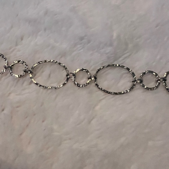 Sale 925 Gold over Silver Hammered Link Bracelet - Picture 5 of 11